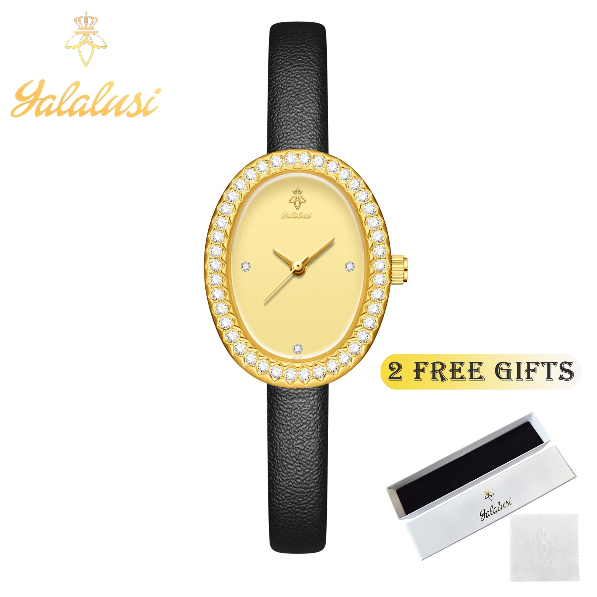 YaLaLuSi Women’s Fashion Water-Resistant Quartz Watch: A Luxurious Diamond-Set Leather Strap Bracelet Watch Gift reloj mujer