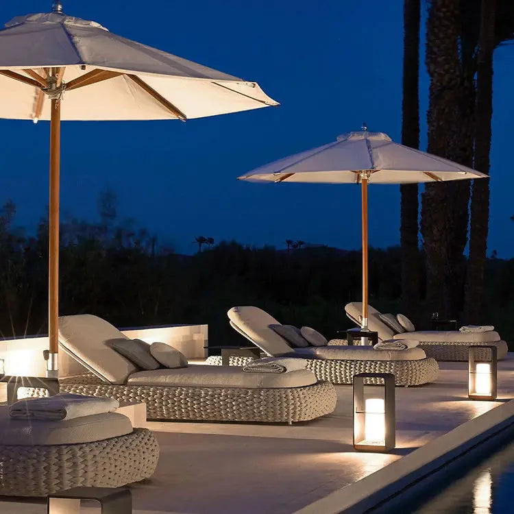 Outdoor Leisure Lounge Bed Courtyard Villa Braided Rope Garden Villa Pool Outdoor Rattan Lazy Single Bed Furniture