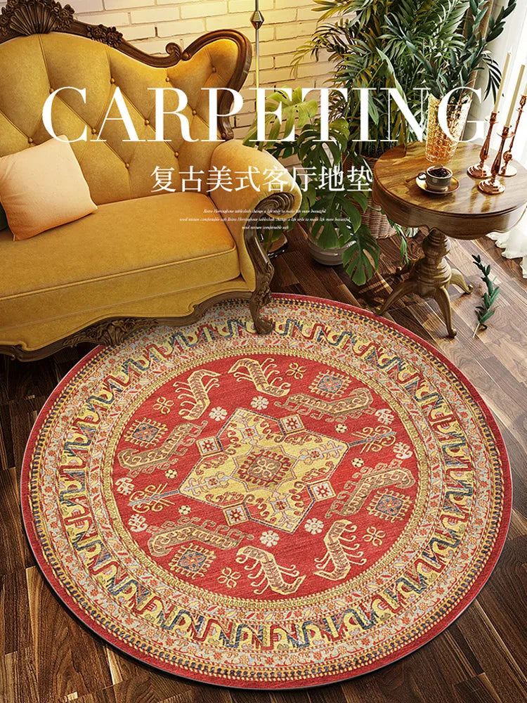 Moroccan Style Living Room Decoration Round Carpet Large Area Rugs for Bedroom Home Rocking Chair Floor Mat Washable Lounge Rug