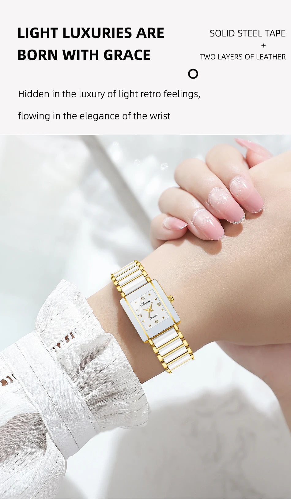 CHENXI Luxury Couple Watch High Quality Fashion Crystal Rectangular Dial Quartz Watch Men Women Valentine'S Day Wedding Gift