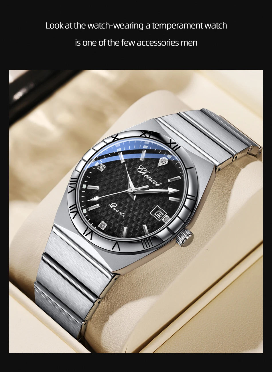 Top Brand Luxury Watches For Men Fashion Luminous Calendar Men's Watch CHENXI Waterproof Stainless Steel Quartz Wristwatch New