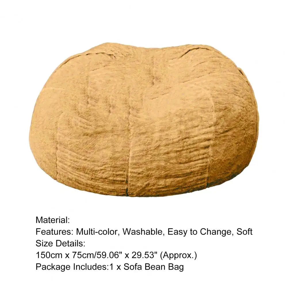 Useful Sofa Bean Bag Flexible Bean Bag Cover Anti-fading Indoor Oversized Bean Bag Chair Cover  Dust-proof