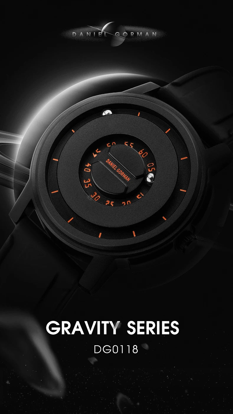 DANIEL GORMAN Fashion Silicone Watch For Men Outdoor Sports Waterproof Scrolling Pointer Magnetic Force Men's Quartz Wristwatch