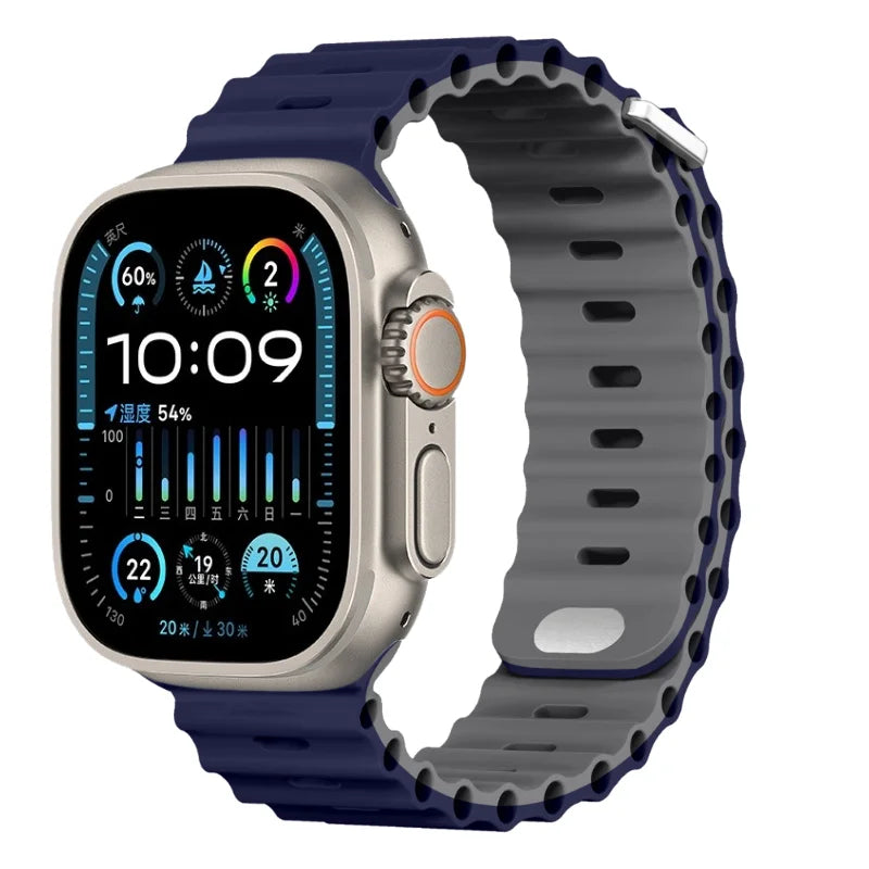 Ocean strap For Apple Watch Ultra 3 2 1 Band 49mm 11 10 9 8 7 46mm 45mm 41mm Silicone Wristband iWatch 6 5 4 SE3 44mm 40mm 42mm