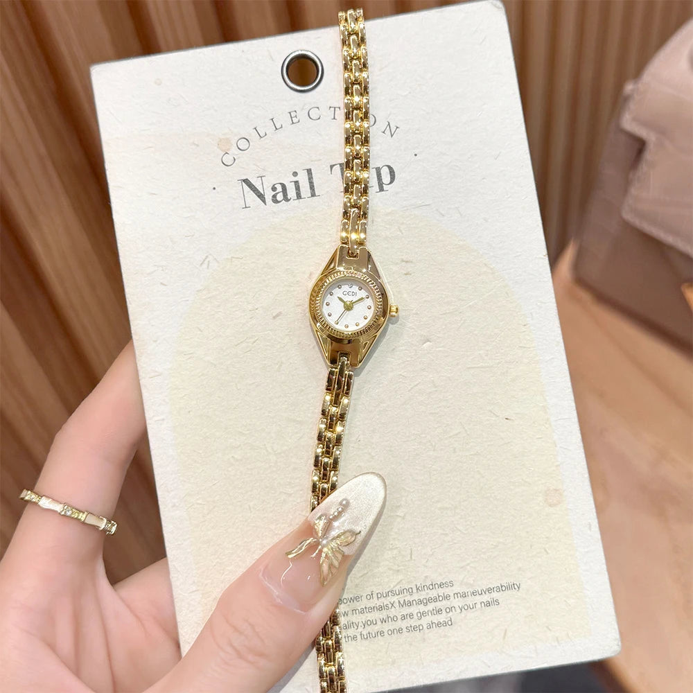 GEDI Ladies Small Watches Temperament Round Dial Quartz Retro Watch Luxury Waterproof Fashionable Wristwatch Gifts for Woman