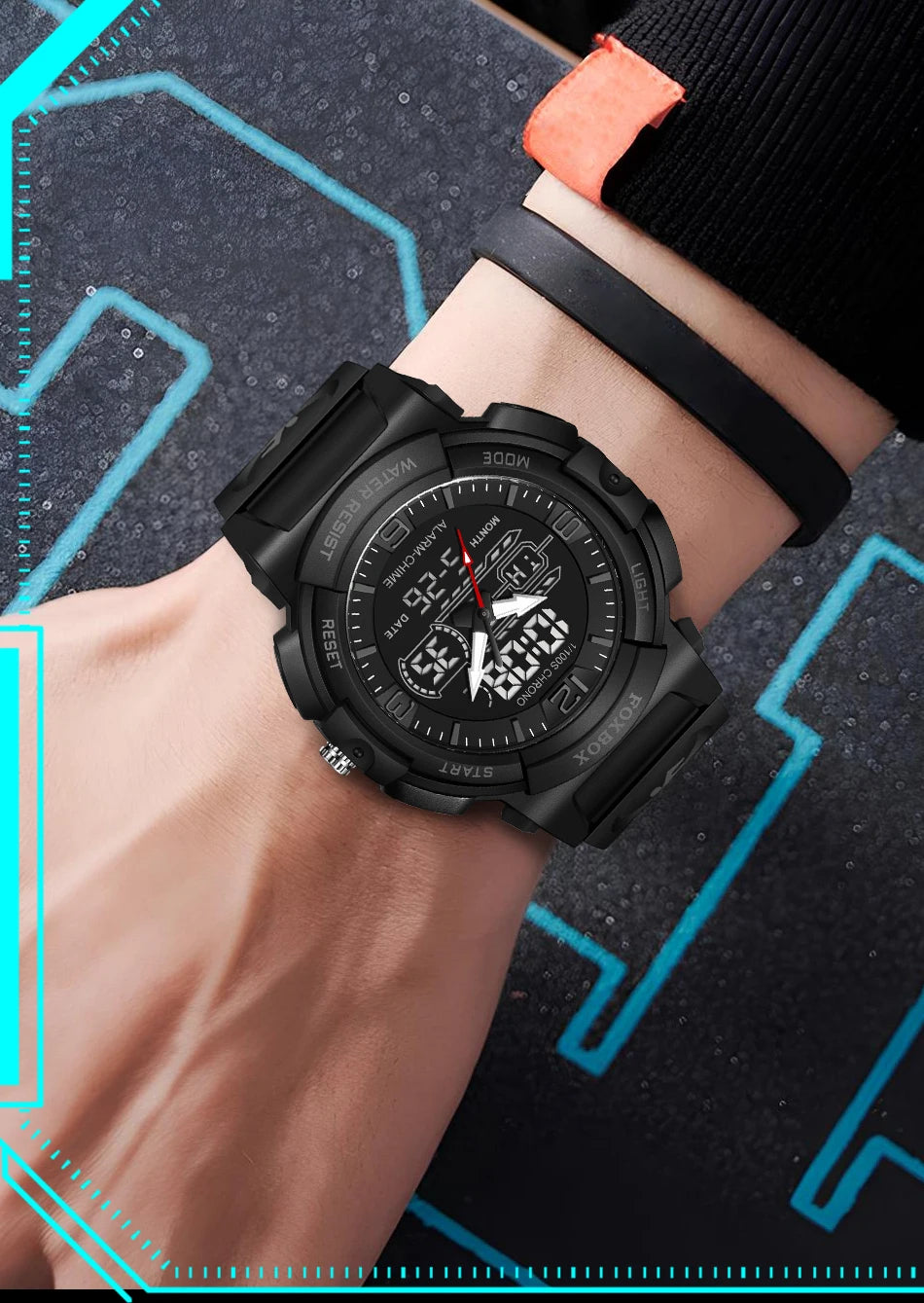 LIGE New Watches For Men 50M Waterproof Clock Alarm reloj hombre LCD Dual Display Wristwatch Quartz Military Sports Mens Watches
