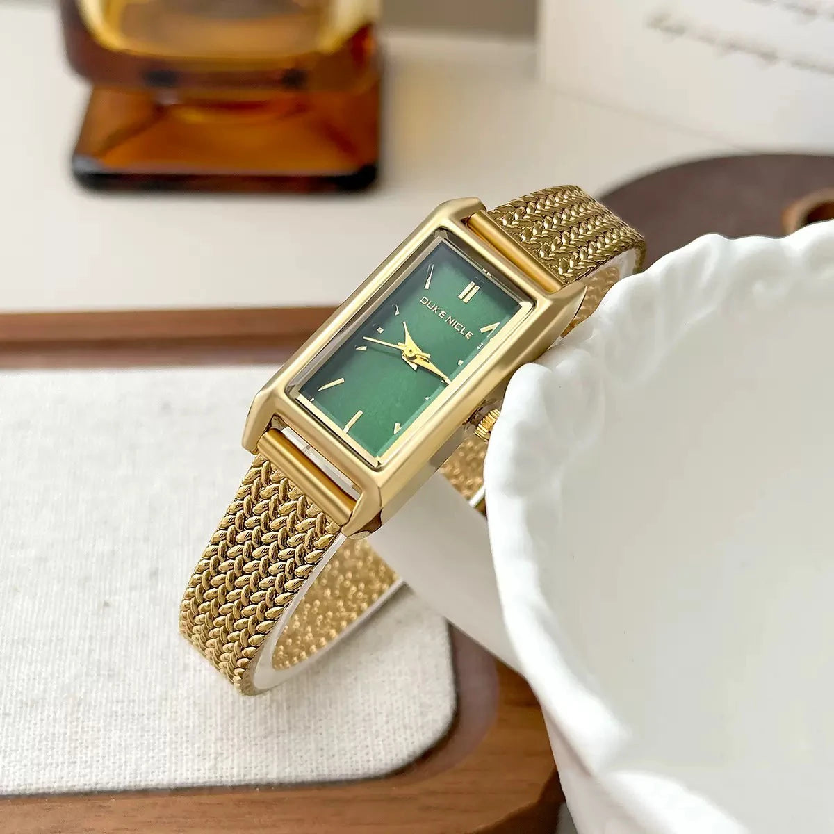 Women Watch for Girls Quartz Reloj Mujer Sliver Blue Gold Green Orologio Ladies Wristwatch Simple Vintage Rectangle Shaped Clock