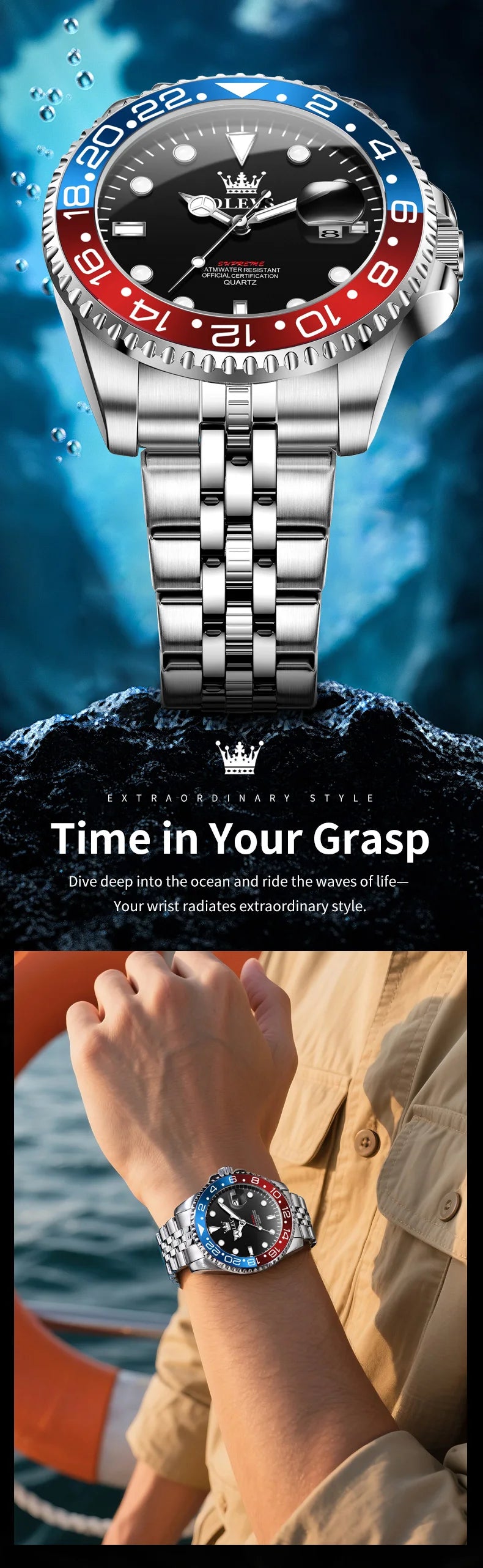 OLEVS 5657 Mens Watch Original Stainless Steel Date Quartz Watch Waterproof Luminous Sports Watches For Man Box Gifts Reloj
