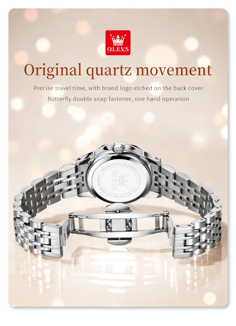 OLEVS 9931 Elegant Fashion Women's Watches Luxury Brand Original Quartz Watch forLadies Waterproof Stainless Steel Luminous Date