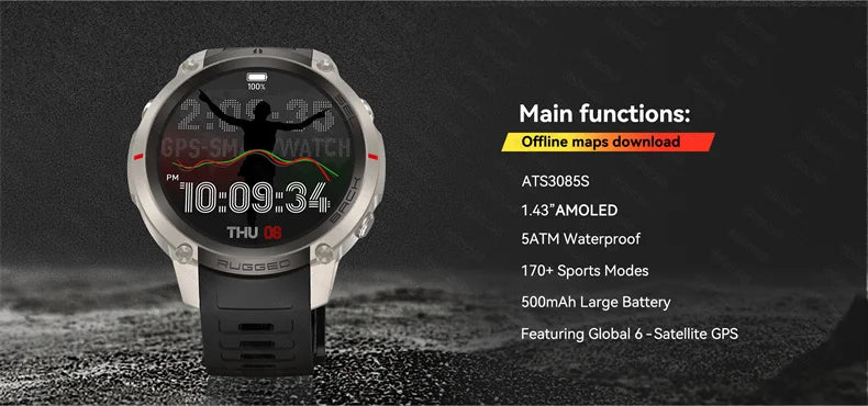 GPS Smart Watch with offline map Swimming Waterproof Sports Tracking Watch Heart Rate Blood Oxygen Sleep GPS positioning Watches