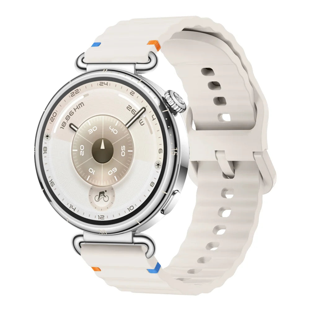 18/20/22mm Sports Wave Silicone Strap For Huawei Watch GT6-5-4 41mm 5 GT5 Pro 42mm Bracelet Wristband For Xiaomi Watch S4 41mm