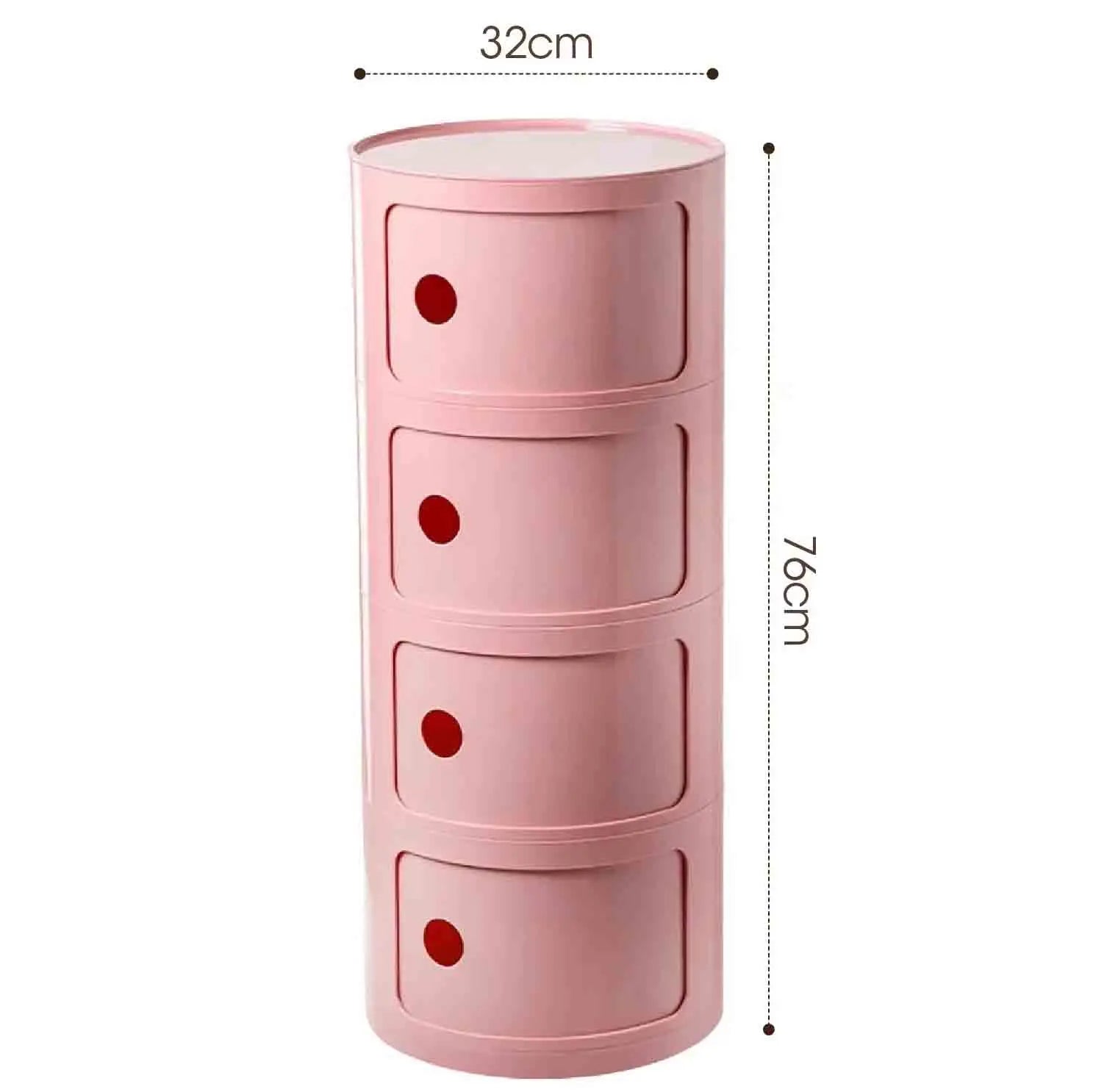 Plastic Round Bedside Nightstand with Drawers Practical Storage Box Cabinet Nightstand Chic Decor for Bedroom Living Room