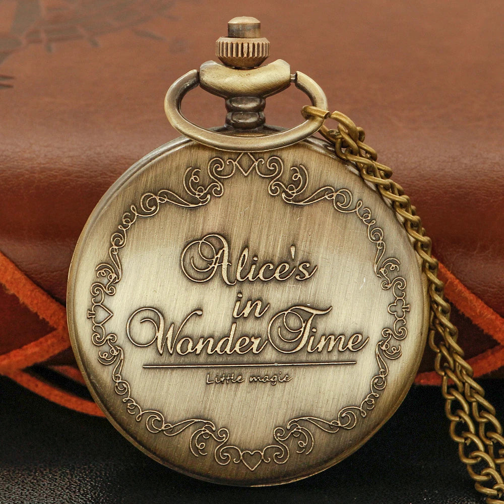 Cute Red Spade Rabbit Poker Quartz Pocket Watch Vintage Gentleman Pendant Universal Festival Gift for Boys and Girls