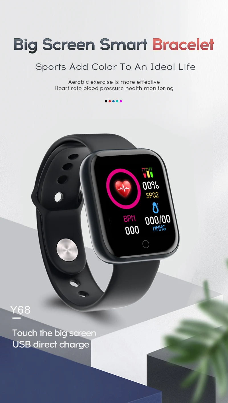 Multifunctional Smart Watch Men Women Bluetooth Connected Phone Music Fitness Sports Bracelet Sleep Monitor Y68 Smartwatch
