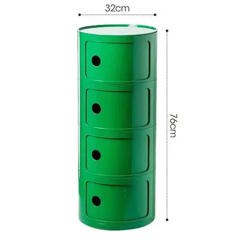 Plastic Round Bedside Nightstand with Drawers Practical Storage Box Cabinet Nightstand Chic Decor for Bedroom Living Room