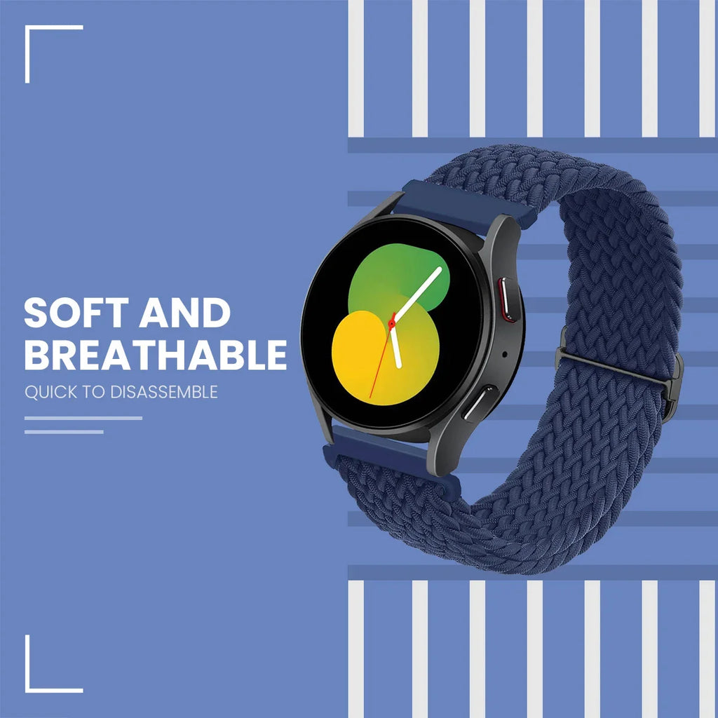 20mm 22mm Elastic Braided Nylon Strap for Huawei Watch GT6 5 4Pro 46mm Bracelet for Samsung Galaxy Watch 7 6 5 4 6/4Classic Band