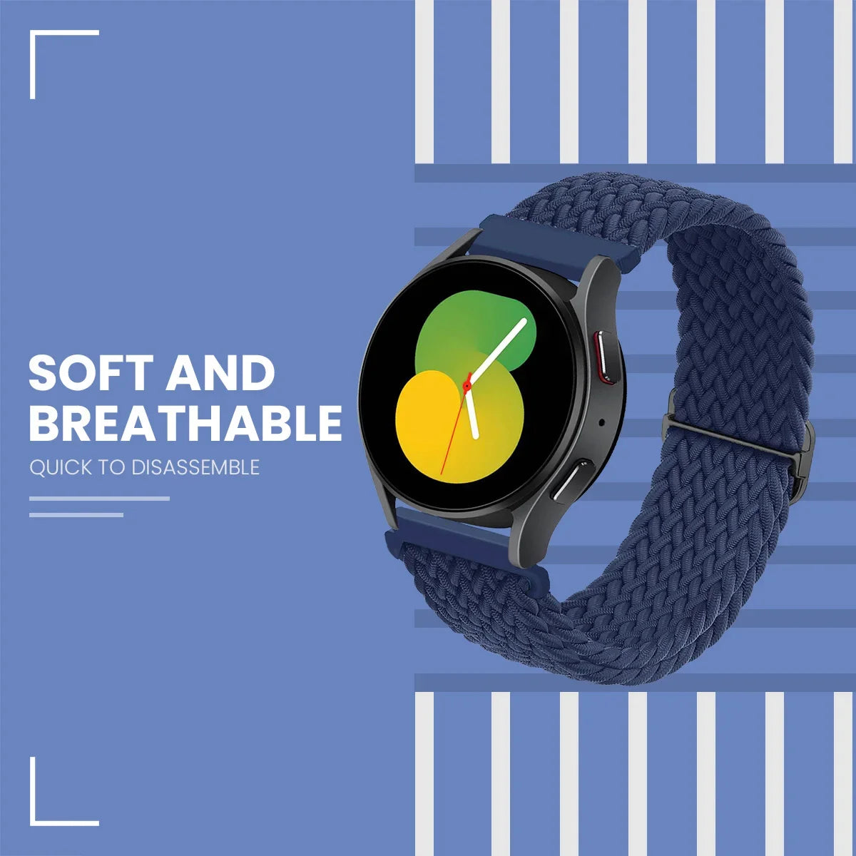 20mm 22mm Elastic Braided Nylon Strap for Huawei Watch GT6 5 4Pro 46mm Bracelet for Samsung Galaxy Watch 7 6 5 4 6/4Classic Band