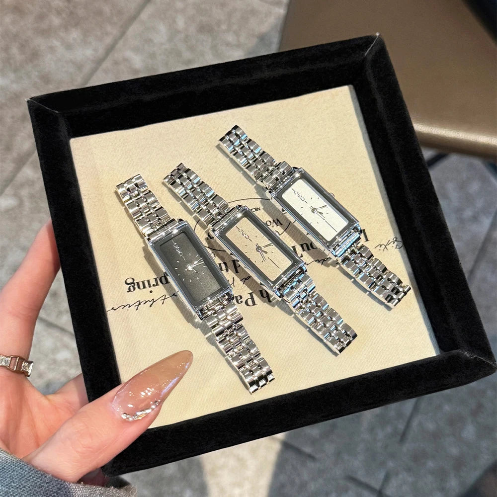 GEDI Watches for Woman Rectangular Steel Bracelet Women's Silver Watches Quartz Vintage Watch Waterproof Fashionable Wristwatch