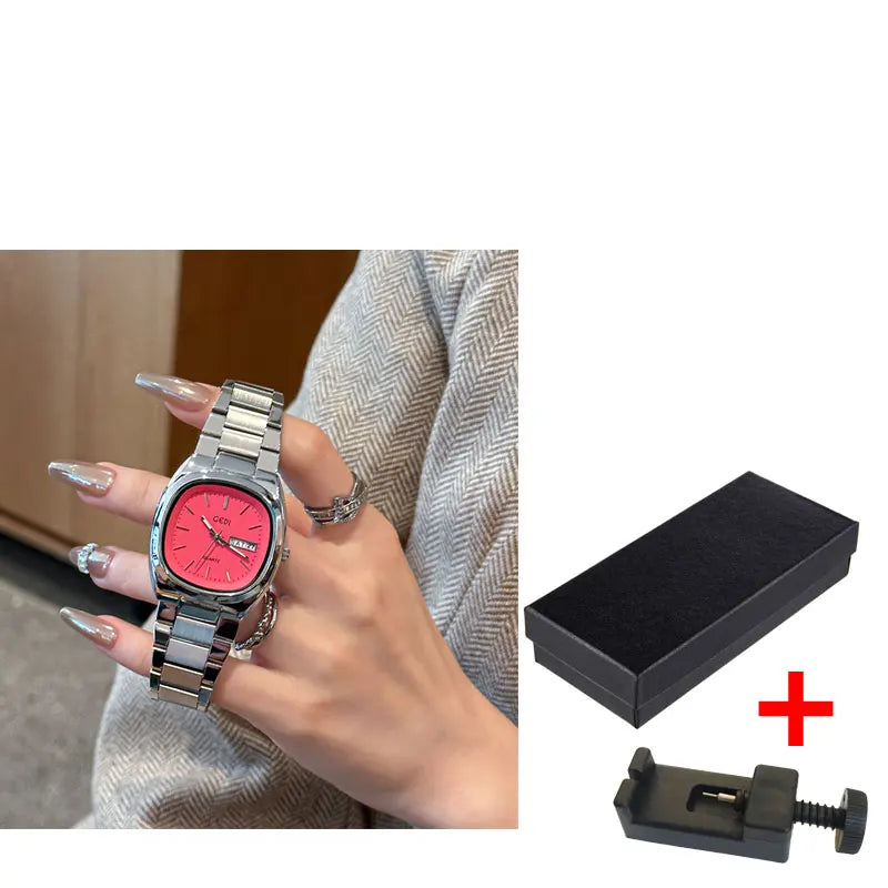 High Quality Women's Watch Minimalist Small Square Plate Bracelet Women's Watch Brown Quartz Waterproof Clock for Wife's Gift