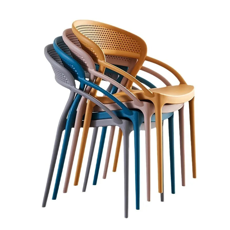 Plastic Chair Backrest, Home Thick Backrest Chair, Casual Nordic Minimalist Dining Chair, Restaurant Chair, Outdoor Armchair
