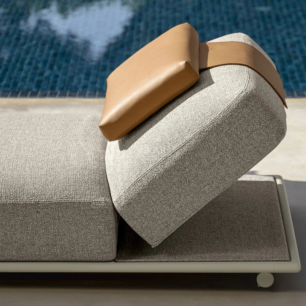Wood Outdoor Sunbed | Modern Adjustable Backrest Pool Daybed for Hotel & Villa Use