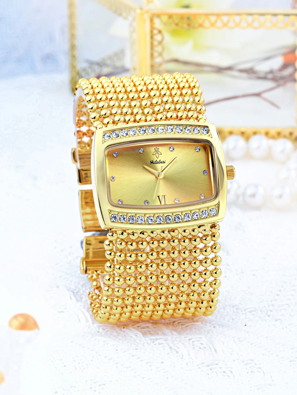 YaLaLuWomen's Watch Brand: Light Luxury Elegant Diamond-Set Square Watch with Water-Resistant Quartz Movement reloj mujer LX1073