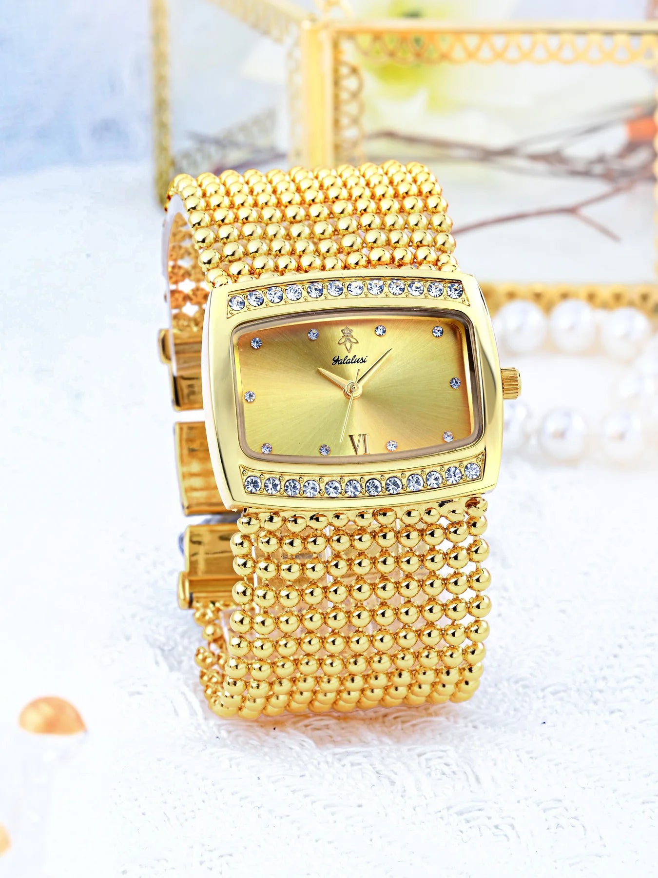 YaLaLuWomen's Watch Brand: Light Luxury Elegant Diamond-Set Square Watch with Water-Resistant Quartz Movement reloj mujer LX1073