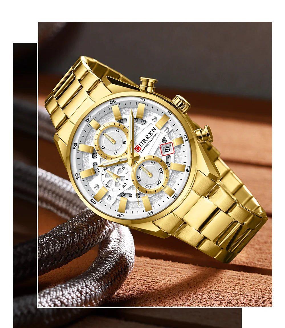 CURREN Top Luxury Business Calendar Multi functional Waterproof Sports Men's Quartz Men Watch Construction Wristwatch for Men