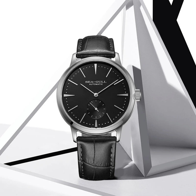 2025 Seagull Business Watch Men's Mechanical Wristwatches 50m Waterproof Leather Valentine Male Watches relogio masculino 6075