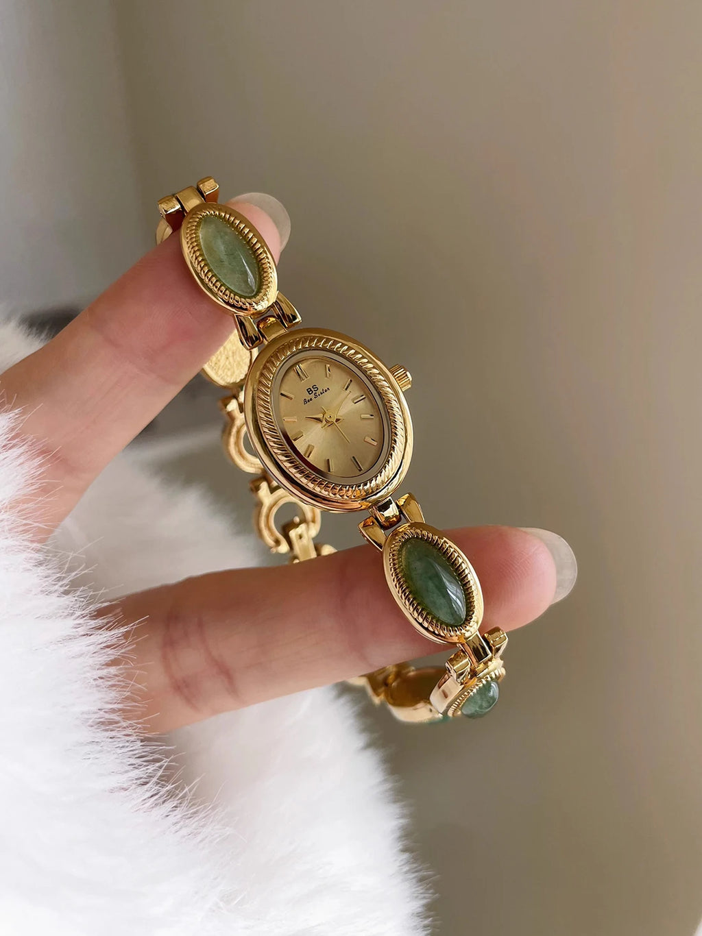 Natural Jade Bracelet Watch Gift Women,Ladies Watches Luxury High Quality Gold Quartz Watches, Elegant Women's Wristwatches