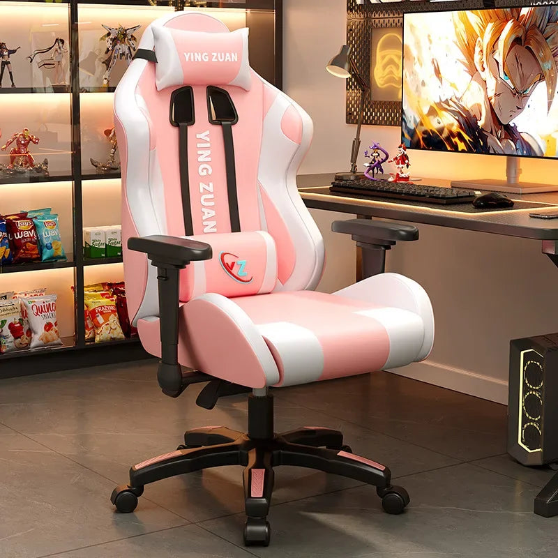 AOLIVIYA Game Chair Ergonomic Bedroom Office Computer Chair Lifting Rotating Armrest with Pedal Student Study Chair