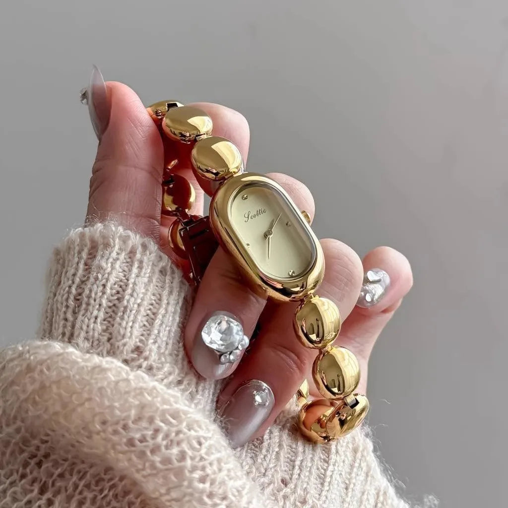 Womens Watch for Girls Wrist Quartz Reloj Sliver Grey Gold Orologio Ladies Luxury Oval Shaped Wristwatch Stainless Steel Clock
