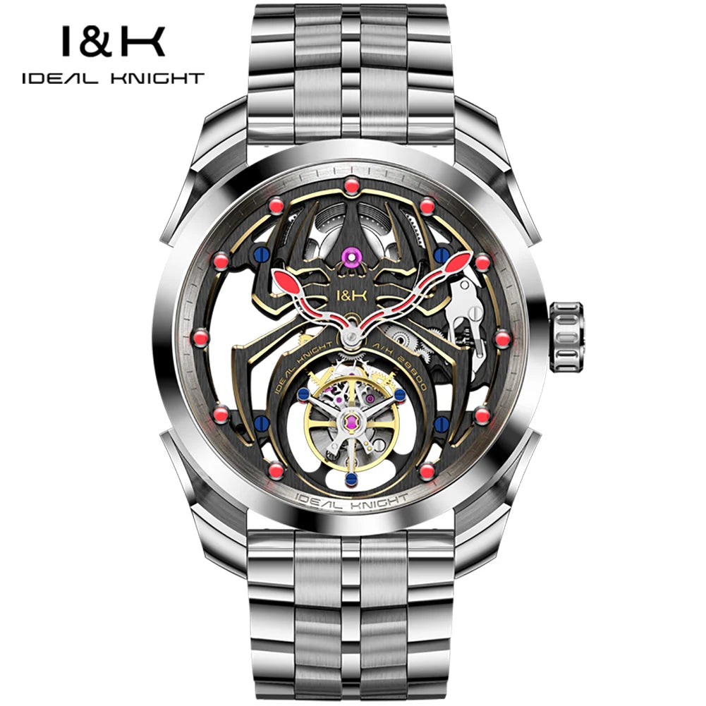 IDEAL KNIGHT 6802 Tourbillon Watch For Men Transparent Skeleton Mechanical Wristwatch Man Luxury Top Brand Limited Edition Watch