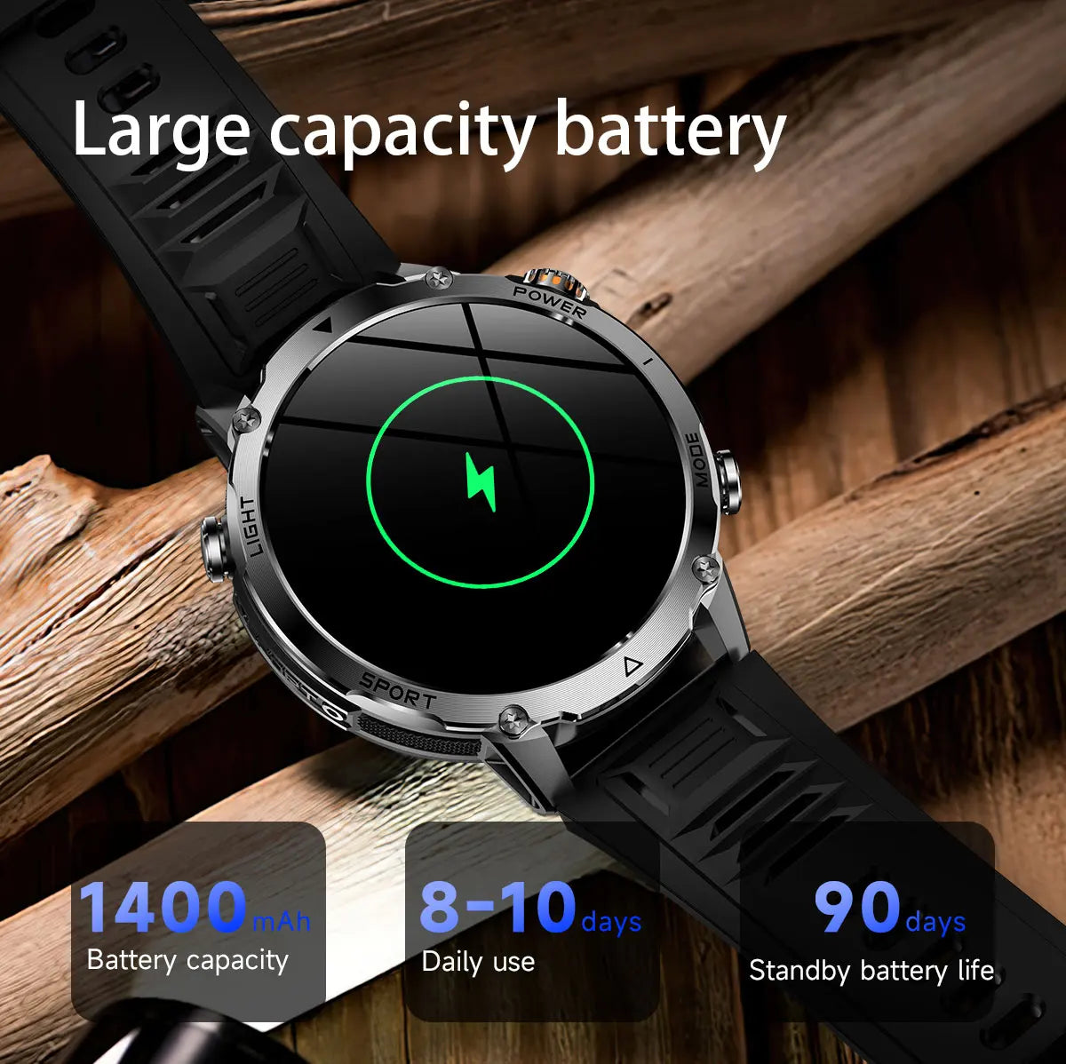 2026 New Military Smart Watch Men 1400mAh Battery 1.7-Inch AMOLED Sport GPS Track Bluetooth Call Rate Smartwatch For Android IOS