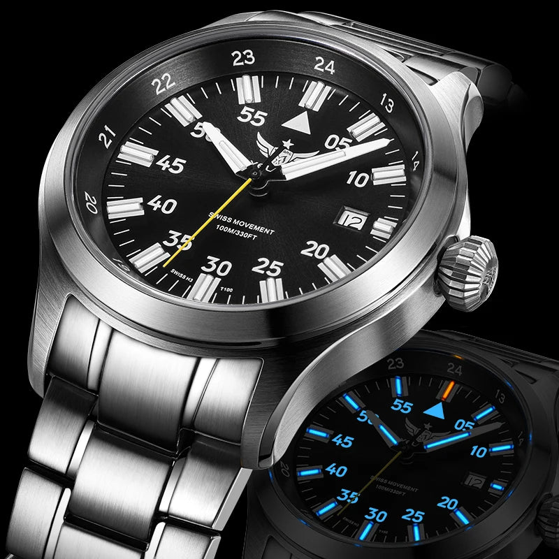 YELANG V1021S Men Quartz Watch 42mm Swiss Ronda  Movement 10-year battery life T100 Luminous 100m Waterproof Men's Diving Watch