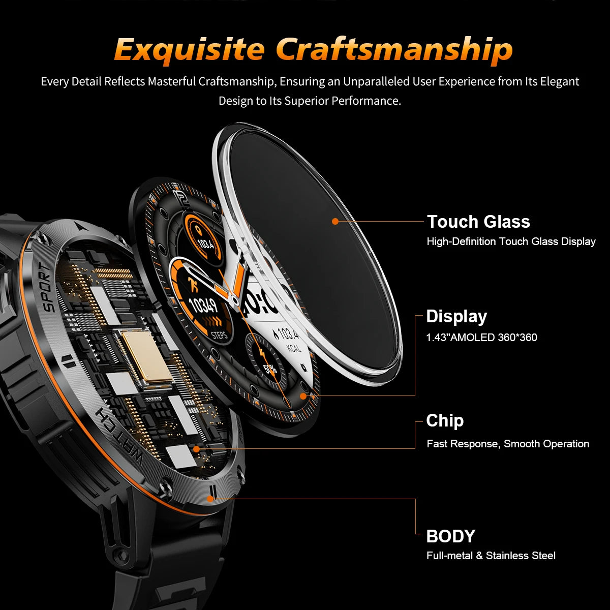 2026 New Smart Watch Men Compass Outdoor 3ATM Waterproof Sports Fitness Large Battery Bluetooth Call Smartwatch for Android iOS