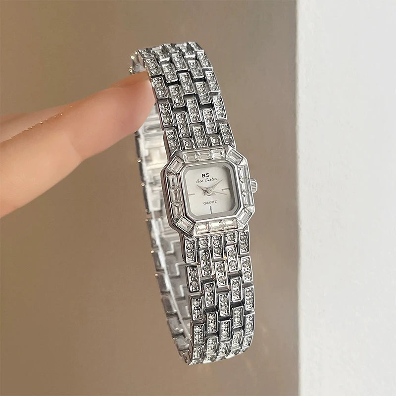BS Bee Sister Ladies Watches Luxury Diamond Watch Square Bracelet Quartz Wristwatches Fashion Casual Watches Gift Women