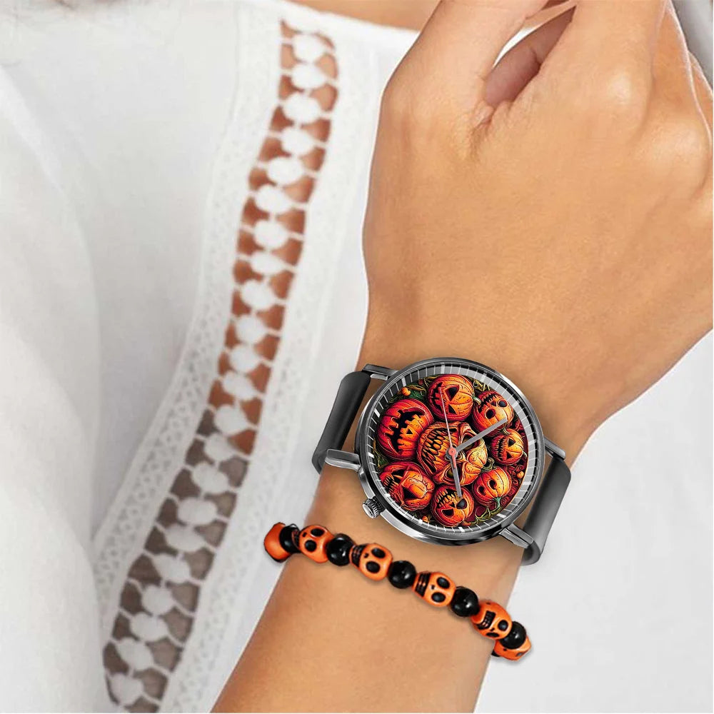 Hot 2025 Skull Simple Design Men's and Women's Quartz Watch Casual Silicone Black Women's Fashion Halloween Gift Wristwatch