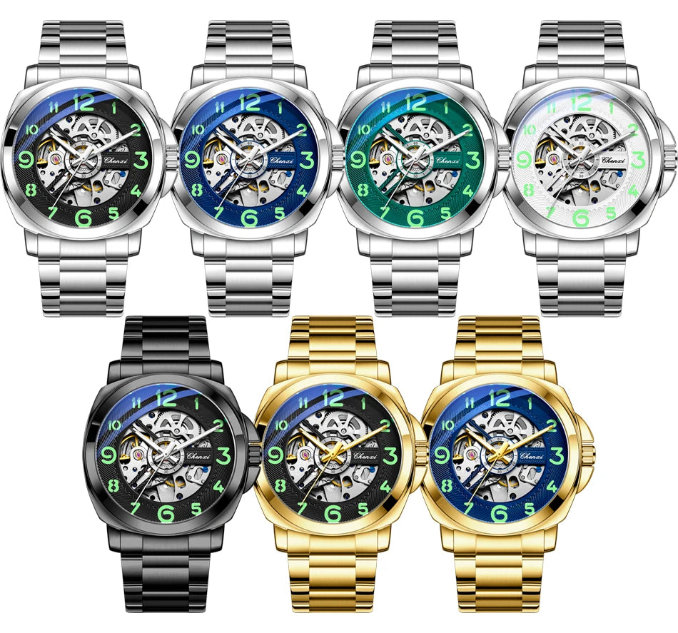 CHENXI New Mechanical Men's Watches Large Openwork Dial Fashion Luminous Waterproof Fully Automatic Mechanical Watch Man