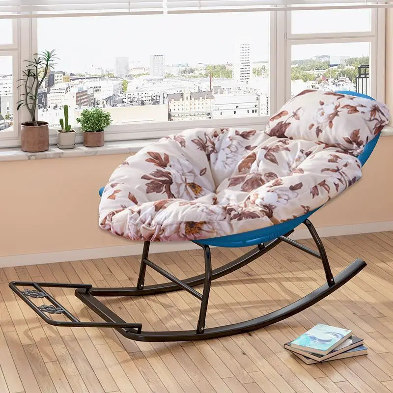Leisure Lounge Chair, Garden Chair, Widened Rocking Chair, Rattan Rainbow Rocking Chair