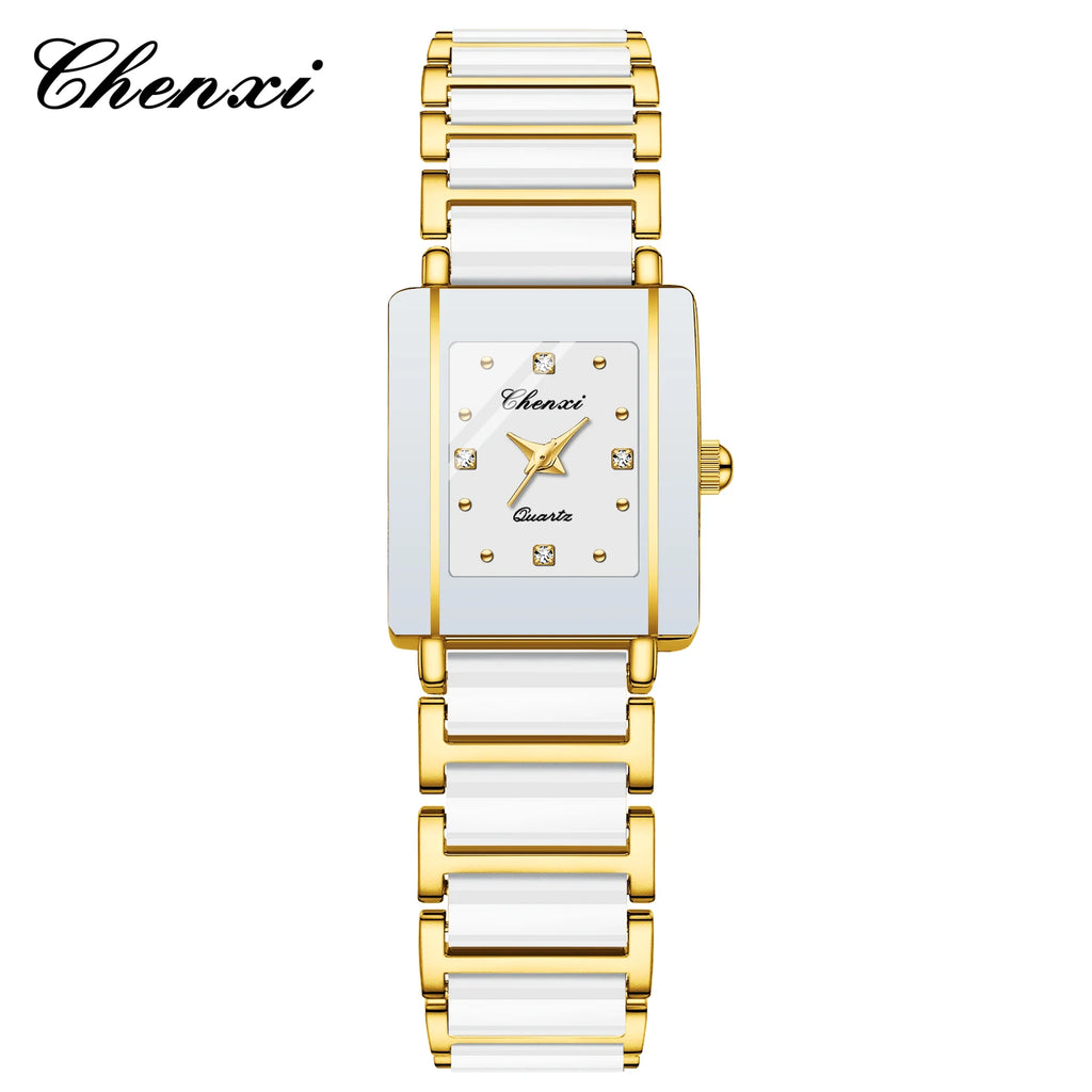 CHENXI Luxury Couple Watch High Quality Fashion Crystal Rectangular Dial Quartz Watch Men Women Valentine'S Day Wedding Gift