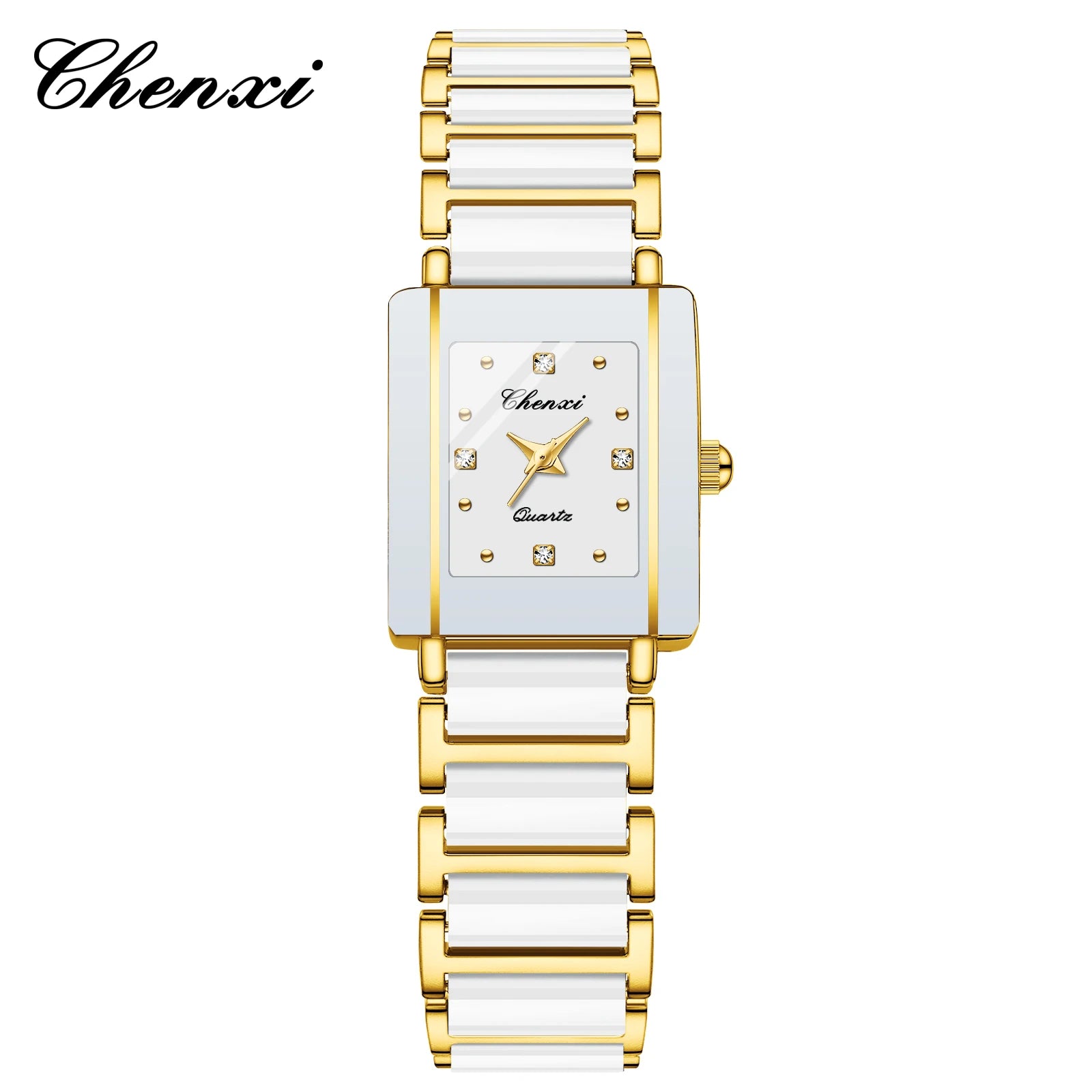 CHENXI Luxury Couple Watch High Quality Fashion Crystal Rectangular Dial Quartz Watch Men Women Valentine'S Day Wedding Gift