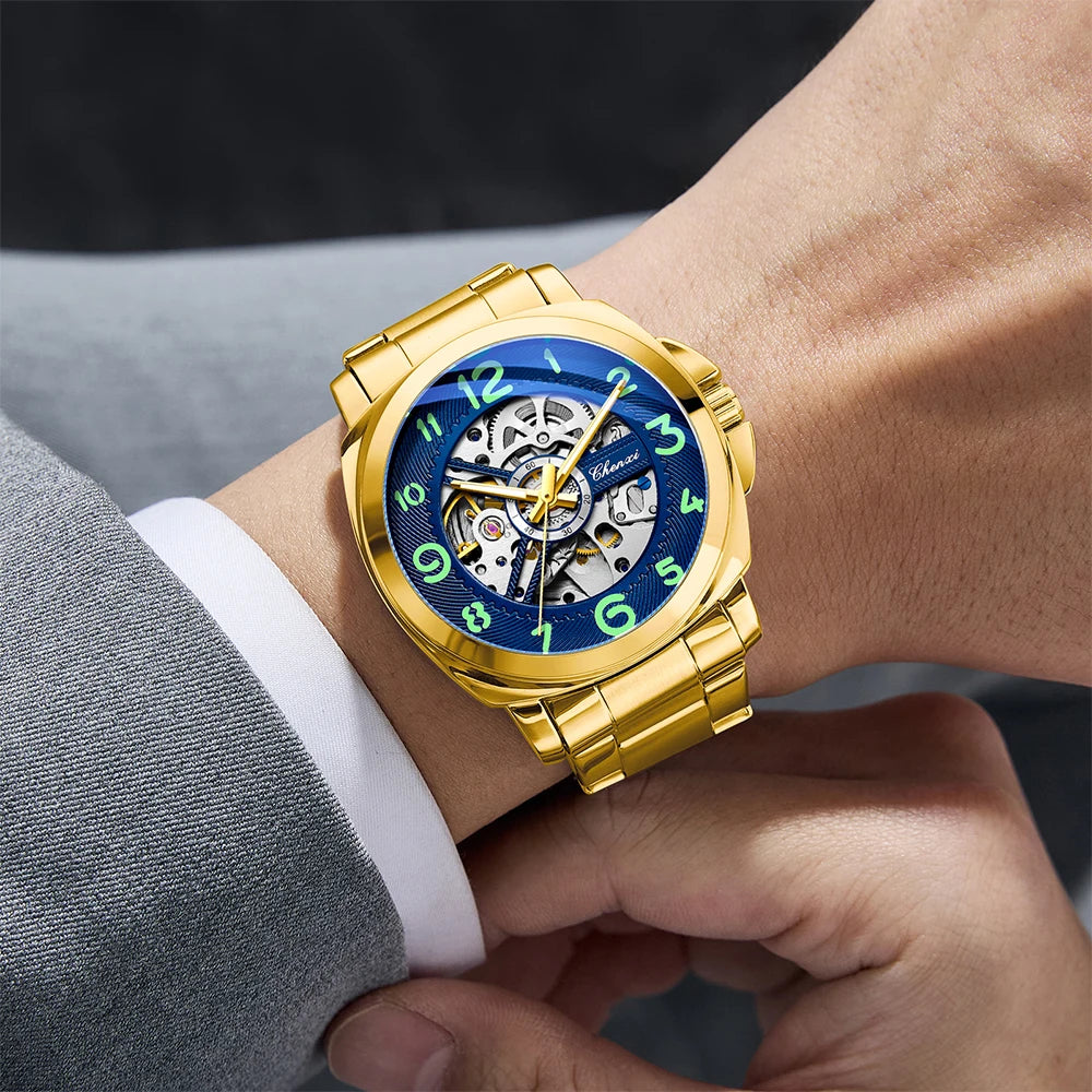 CHENXI New Mechanical Men's Watches Large Openwork Dial Fashion Luminous Waterproof Fully Automatic Mechanical Watch Man
