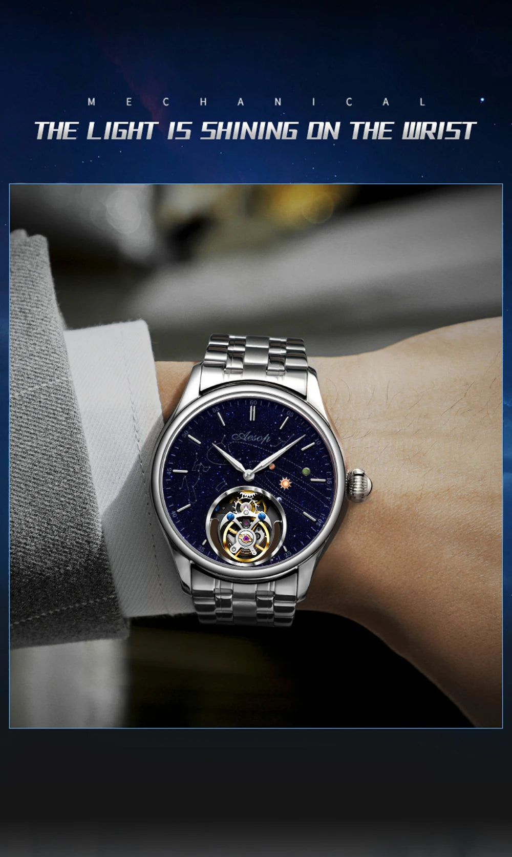AESOP Original Flying Tourbillon Watches for Men Mechanical Skeleton Tourbillon Movement Fashion Wrist Watch Mens Sapphire 2025