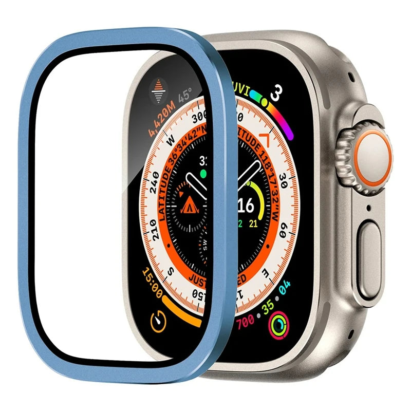 Aluminium Alloy Case+Tempered Glass for Apple Watch Ultra 2 49mm Anti-Scratch Screen Protector for iWatch Ultra 49mm Cover Film