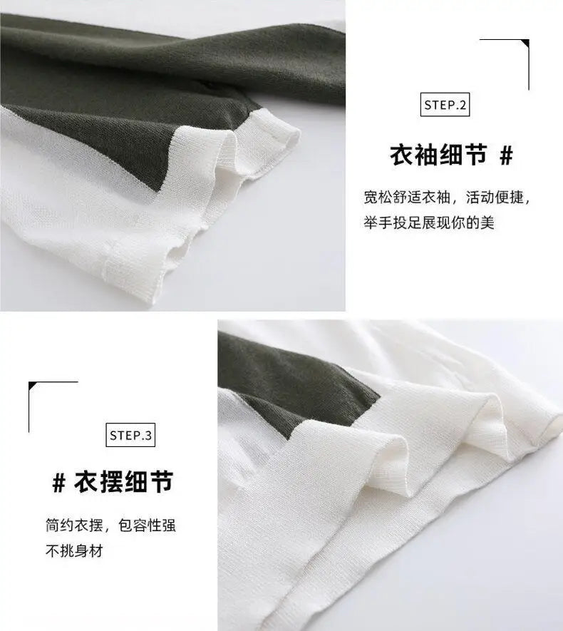 High-quality Color Blocked Striped Knitting Men's Polo Shirts Summer Thin Ice Silk Breathable Lapel T-shirt Business Casual Tees