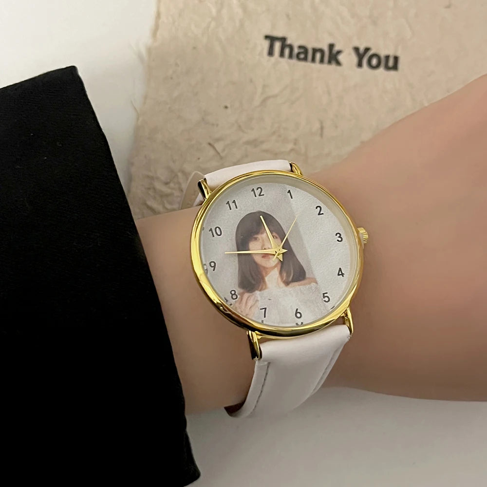 Customized Personalized Pattern Watch Unisex Printed Photo Campus Punk Cool Style Customized Wristwatch Holiday Memorial Gift