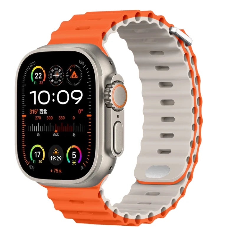 Ocean strap For Apple Watch Ultra 3 2 1 Band 49mm 11 10 9 8 7 46mm 45mm 41mm Silicone Wristband iWatch 6 5 4 SE3 44mm 40mm 42mm