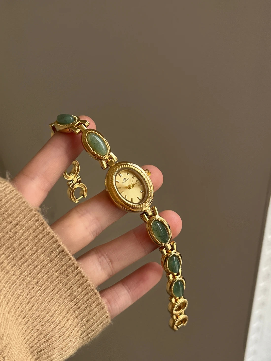 Natural Jade Bracelet Watch Gift Women,Ladies Watches Luxury High Quality Gold Quartz Watches, Elegant Women's Wristwatches