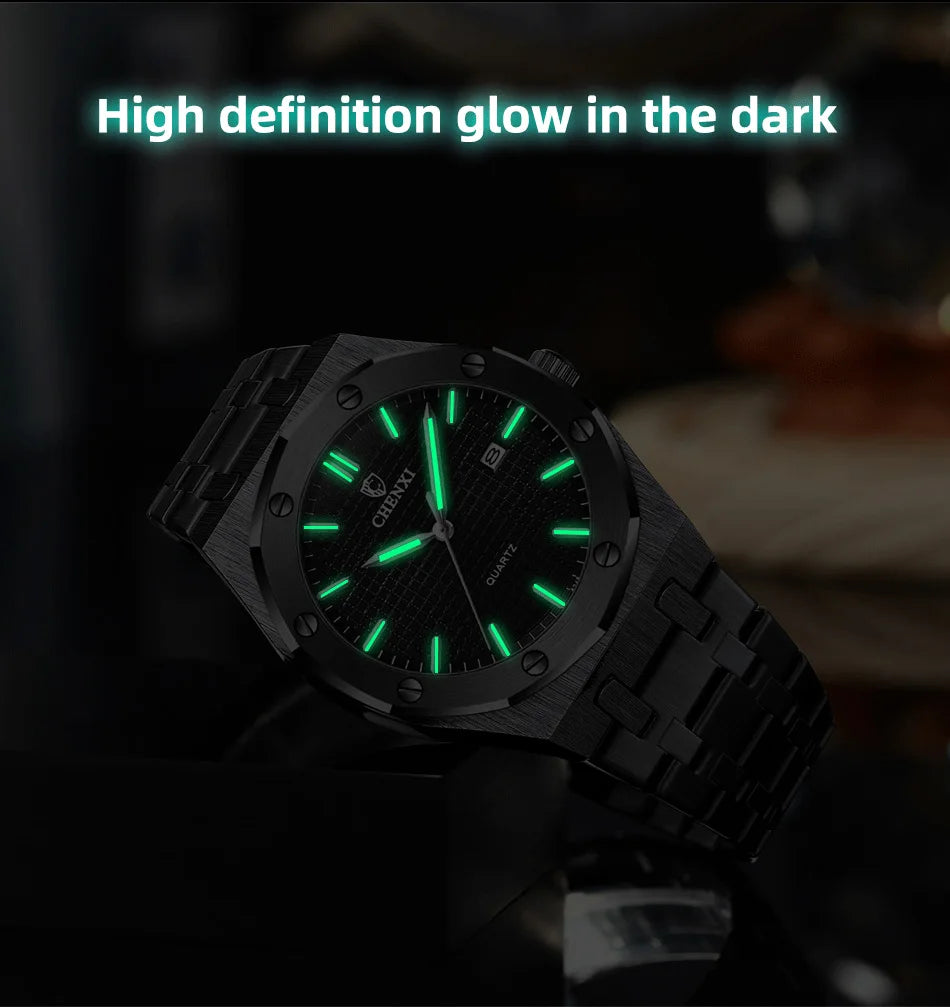 Mens Wacthes High Quality Waterproof Calendar Quartz Watch Men Original Stainless Steel Fashion Luminous Wristwatch Gifts Men